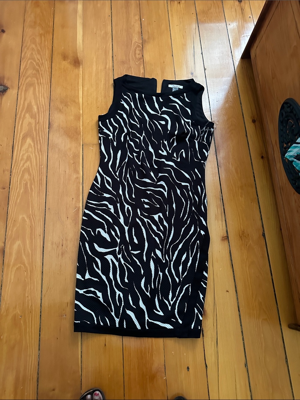 TanJay Black and White Zebra-Print Midi Dress